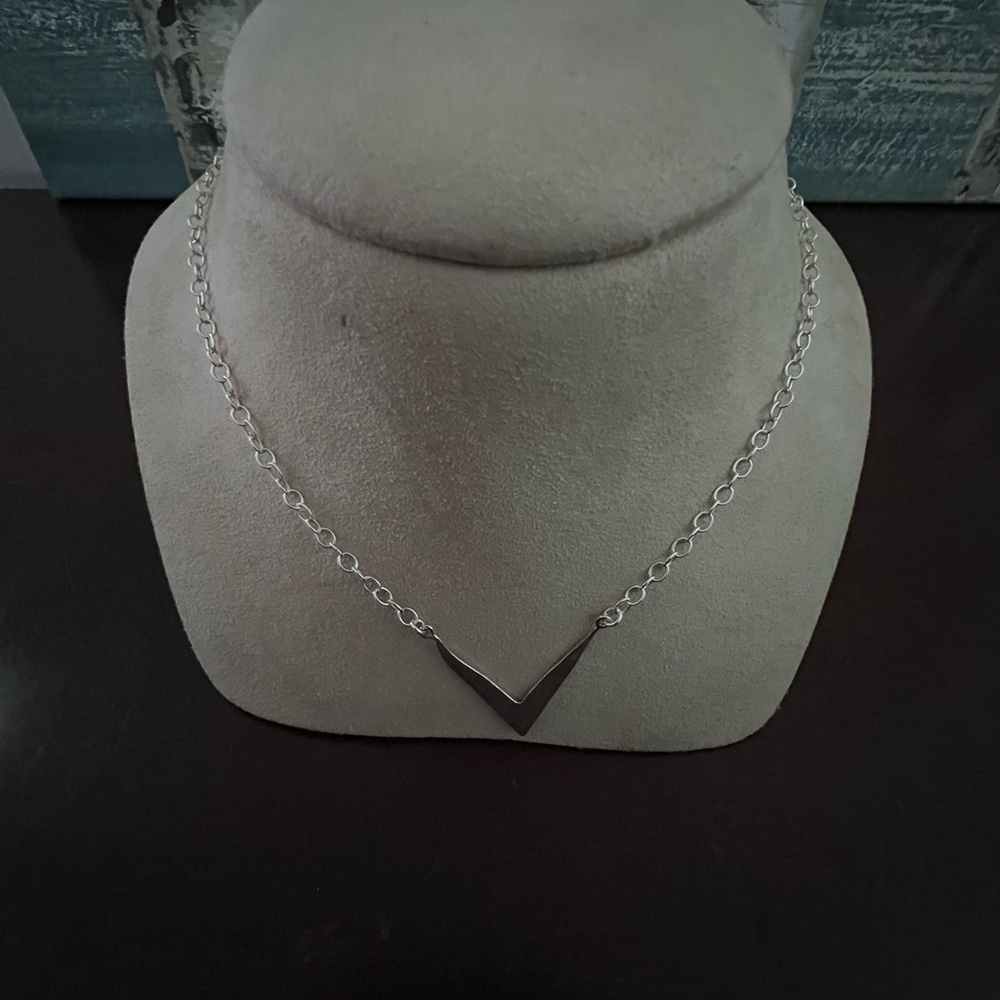 Sterling Silver Necklace with Chevron Pendant - Picture 2 of 8